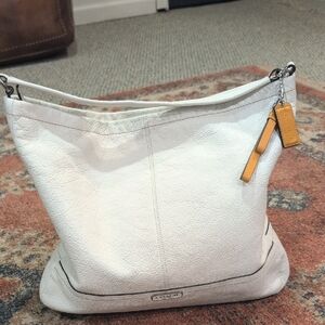 Coach White Leather Hobo with Tan Accent